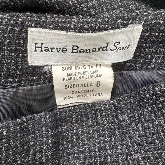 Harve Benard Sport Women Black 100% Wool Fringe Lined Long Pencil Skirt Plaid 8 - Picture 7 of 8